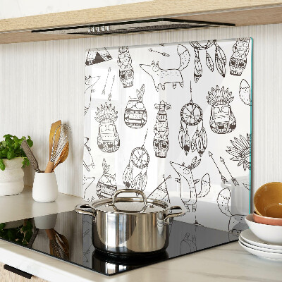 Glass chopping board Ethnic motif with animals