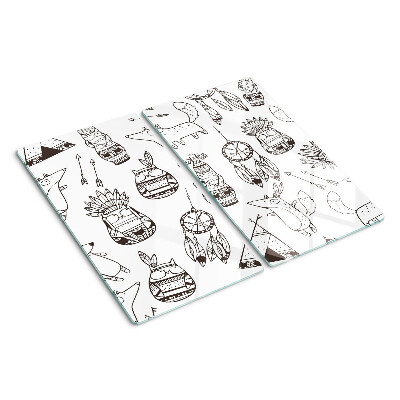 Glass chopping board Ethnic motif with animals