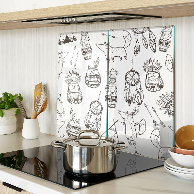 Glass chopping board Ethnic motif with animals