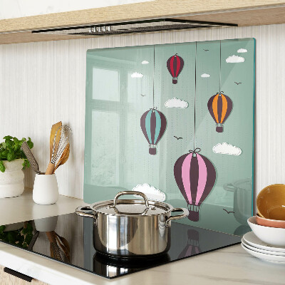 Glass kitchen board Hot air balloons
