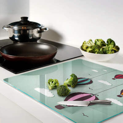 Glass kitchen board Hot air balloons