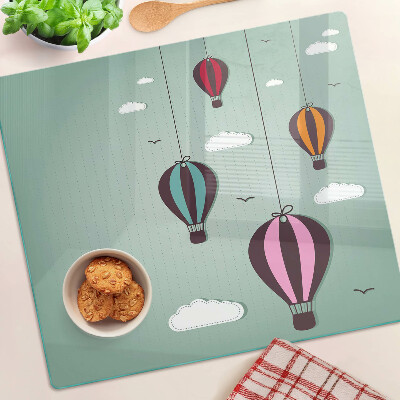 Glass kitchen board Hot air balloons