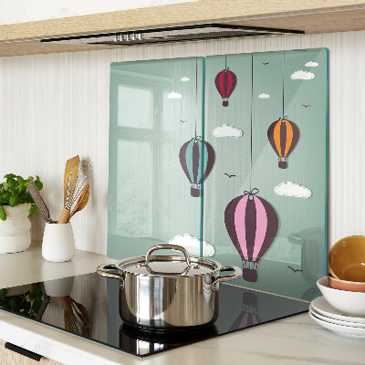 Glass kitchen board Hot air balloons