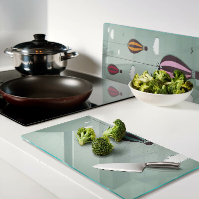 Glass kitchen board Hot air balloons