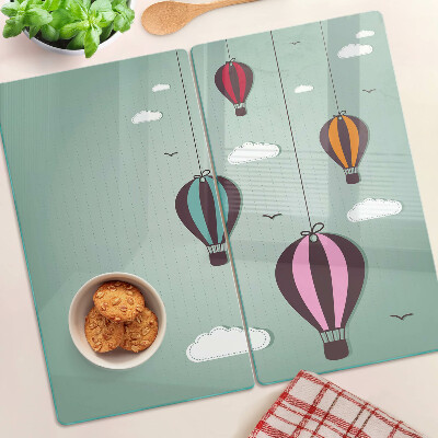 Glass kitchen board Hot air balloons