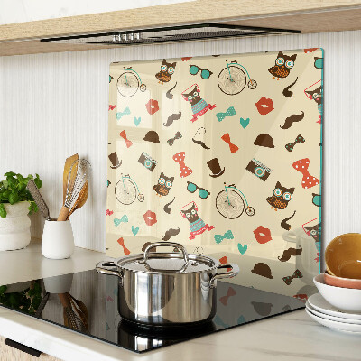 Glass kitchen board Kittens and retro accessories