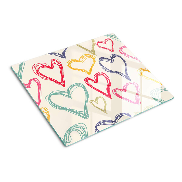 Glass chopping board Heart in different colors