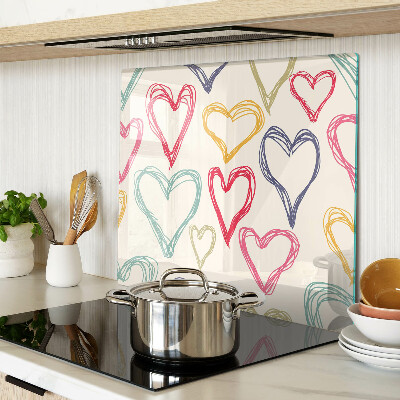 Glass chopping board Heart in different colors
