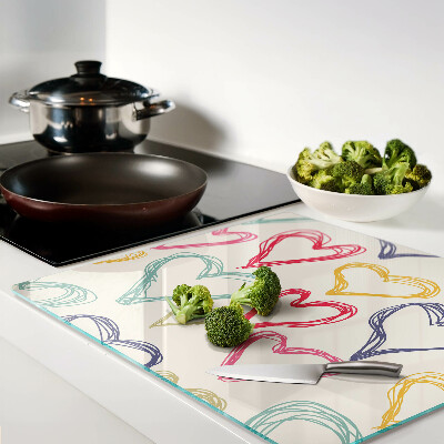 Glass chopping board Heart in different colors