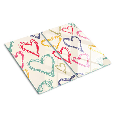 Glass chopping board Heart in different colors