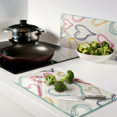 Glass chopping board Heart in different colors