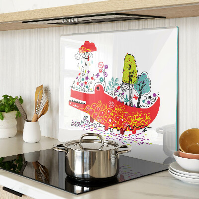 Glass chopping board Crocodile in a colorful setting
