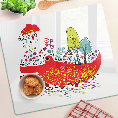 Glass chopping board Crocodile in a colorful setting