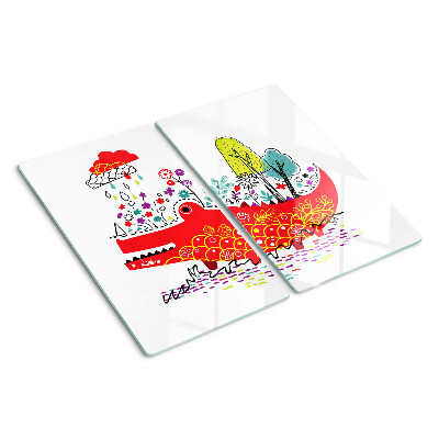 Glass chopping board Crocodile in a colorful setting