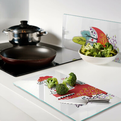 Glass chopping board Crocodile in a colorful setting