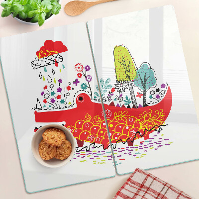 Glass chopping board Crocodile in a colorful setting
