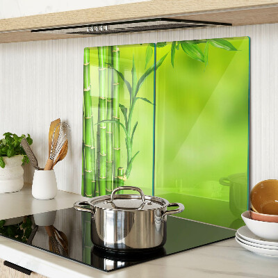 Glass chopping board Bamboo on a green background