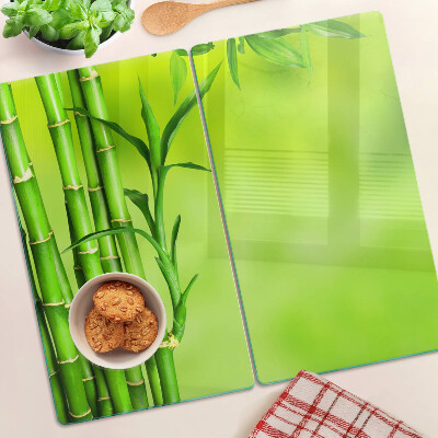 Glass chopping board Bamboo on a green background