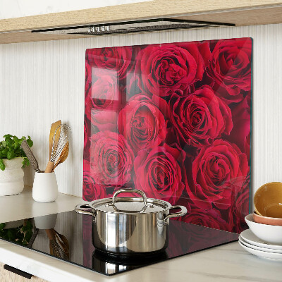 Glass kitchen board Red roses