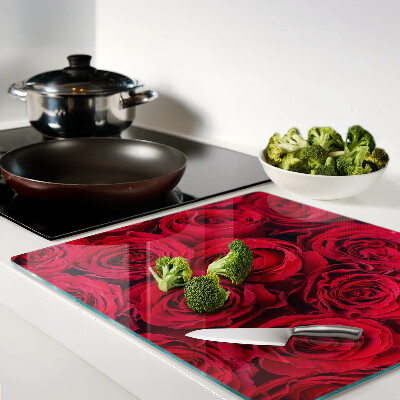 Glass kitchen board Red roses
