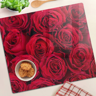 Glass kitchen board Red roses