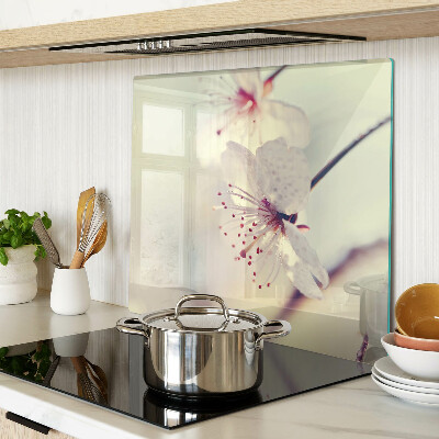 Glass kitchen board Flowers on a geometric background