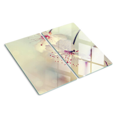 Glass kitchen board Flowers on a geometric background