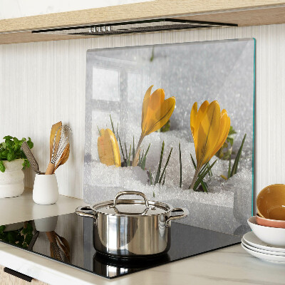 Glass chopping board Crocuses in the snow