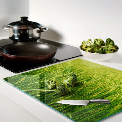 Glass chopping board Green grass field