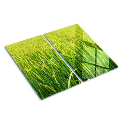 Glass chopping board Green grass field