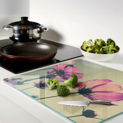 Glass chopping board Flowers in pastel shades