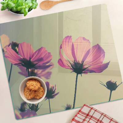 Glass chopping board Flowers in pastel shades