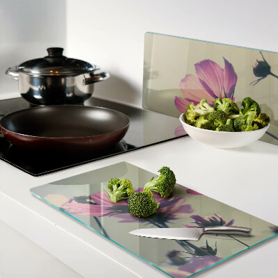 Glass chopping board Flowers in pastel shades