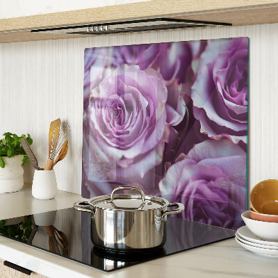 Glass kitchen board Roses in shades of purple