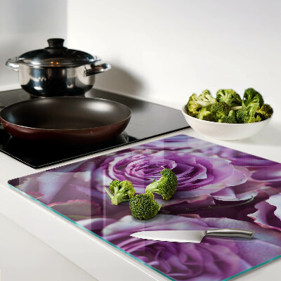 Glass kitchen board Roses in shades of purple