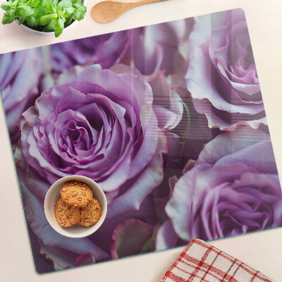 Glass kitchen board Roses in shades of purple