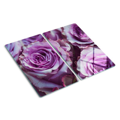 Glass kitchen board Roses in shades of purple