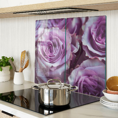 Glass kitchen board Roses in shades of purple