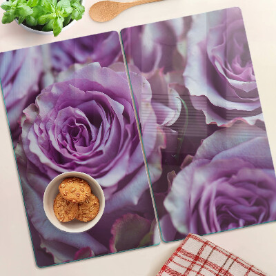 Glass kitchen board Roses in shades of purple