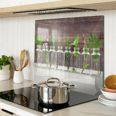 Glass kitchen board Plants in bottles