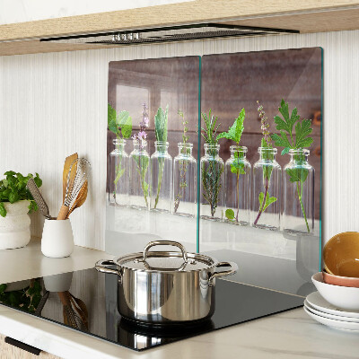 Glass kitchen board Plants in bottles