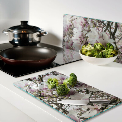 Glass kitchen board Magnolia flowers