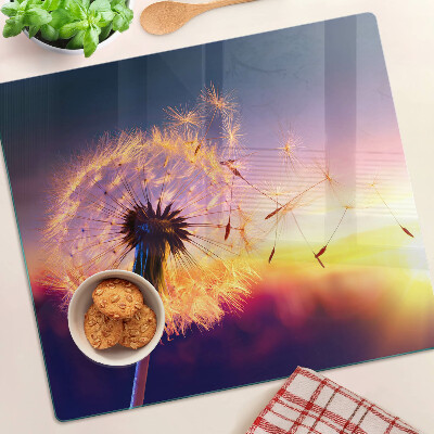 Glass chopping board Dandelions against the sunset