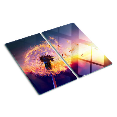Glass chopping board Dandelions against the sunset