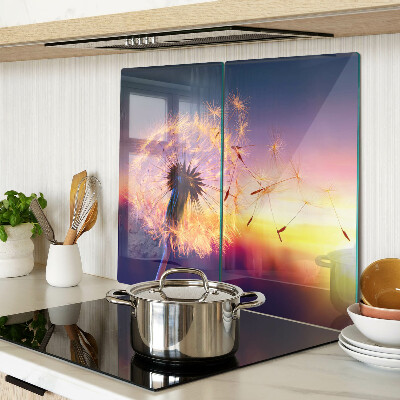 Glass chopping board Dandelions against the sunset