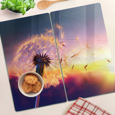 Glass chopping board Dandelions against the sunset
