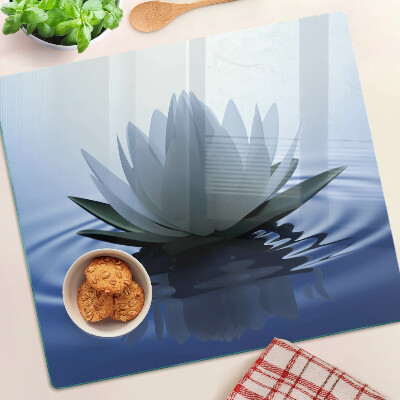 Glass chopping board Water lily on the water background