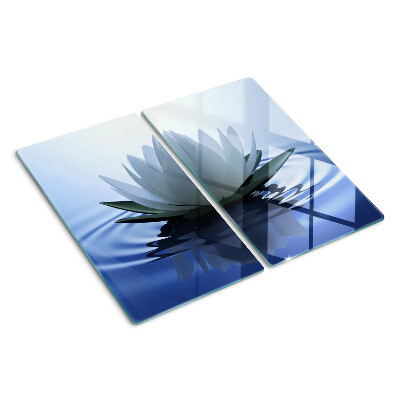 Glass chopping board Water lily on the water background