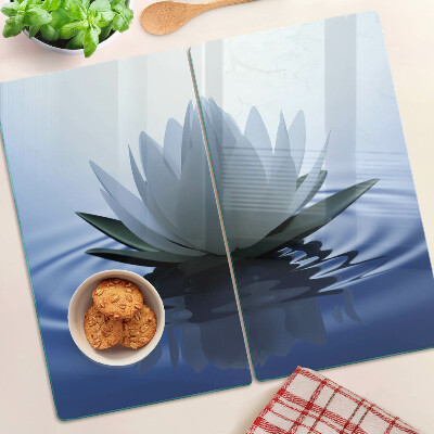 Glass chopping board Water lily on the water background