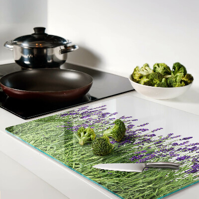Glass kitchen board Lavender field in the sun